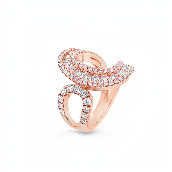 14K Rose Gold Loop Ring With Pavé And Channel-Set Diamond Ring Classic Creations In Diamonds & Gold Venice, FL