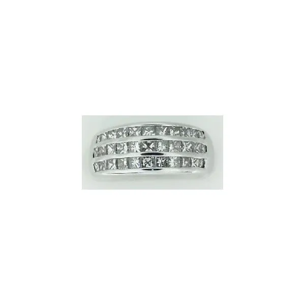 14K White Gold 3 Row Channel Set Diamond Princess Band Ring Classic Creations In Diamonds & Gold Venice, FL