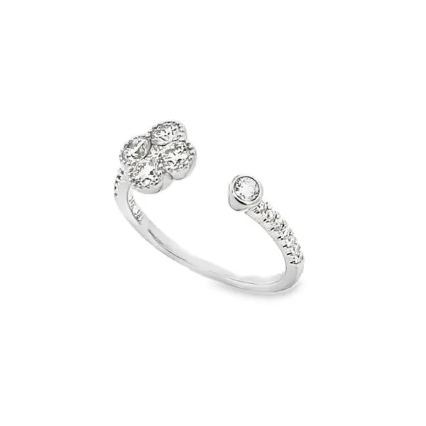 Serj And Sons 14K White Gold VanCleef Style Diamond Cluster Open Center Fishtail Setting Ring Classic Creations In Diamonds & Gold Venice, FL