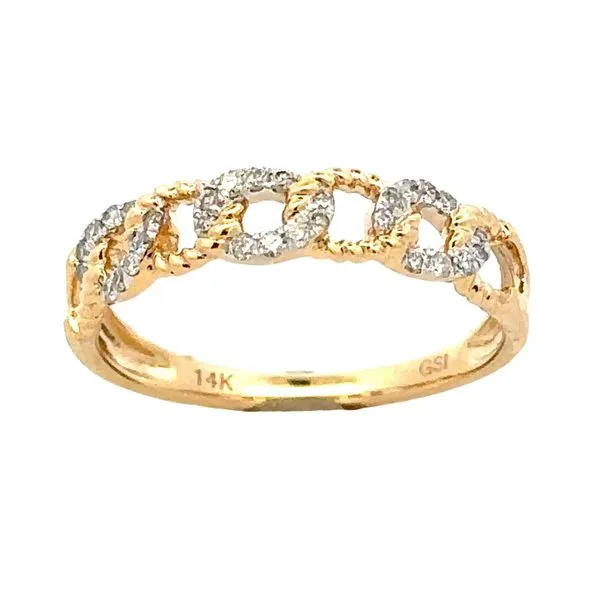 14KY Pave' Diamond Link Ring Classic Creations In Diamonds & Gold Venice, FL