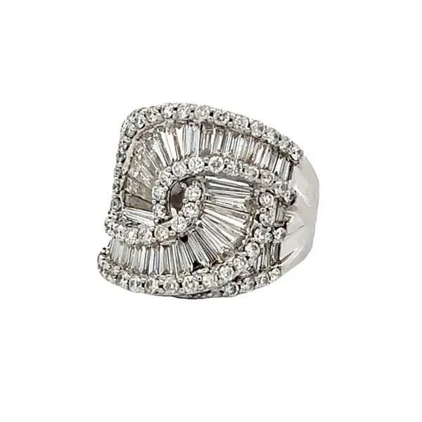 14K White Gold Round Brilliant Cut And Baguette Channel Set Diamond Ring Classic Creations In Diamonds & Gold Venice, FL