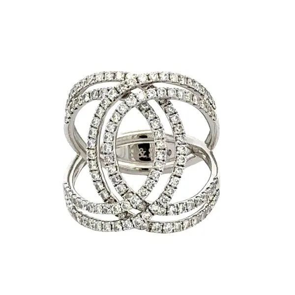 18K White Gold Gucci Style Micro Pavé Diamond Loop Ring Classic Creations In Diamonds & Gold Venice, FL