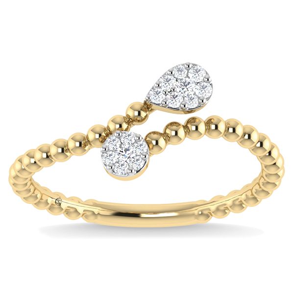 DOOR BUSTER SPECIAL Diamond & Beaded Shank Bypass Ring Classic Creations In Diamonds & Gold Venice, FL