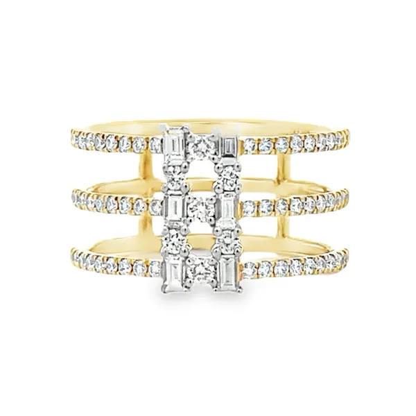 3 Row Micro Pave' Diamond & Baguette Band Classic Creations In Diamonds & Gold Venice, FL