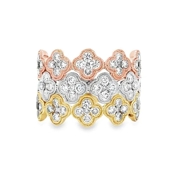 14K Rose Gold Van Cleef Round Brilliant Cut Diamond Cluster Stackable Band Image 2 Classic Creations In Diamonds & Gold Venice, FL