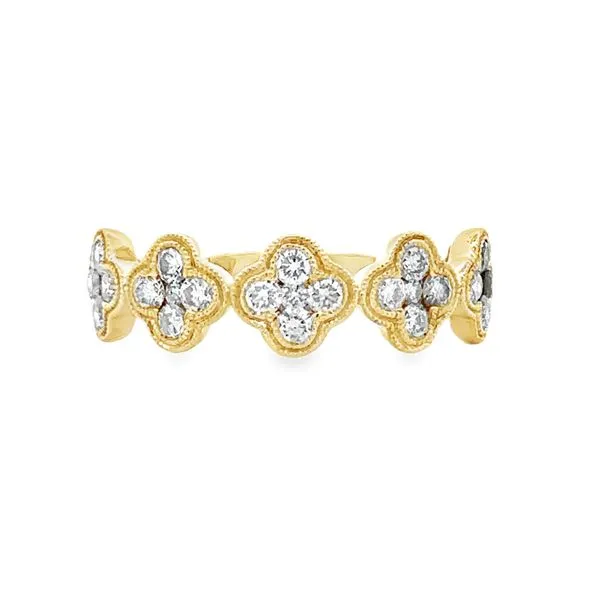 14K Yellow Gold Van Cleef Round Brilliant Cut Diamond Cluster Stackable Band Classic Creations In Diamonds & Gold Venice, FL