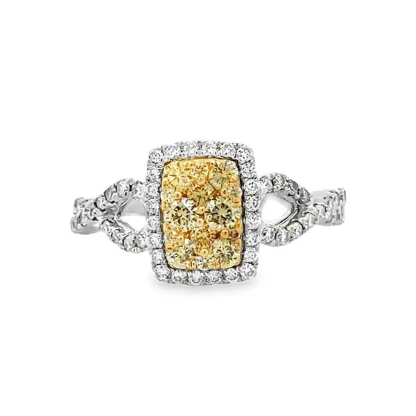 18KW Natural Fancy Yellow Diamond Cluster Ring Classic Creations In Diamonds & Gold Venice, FL