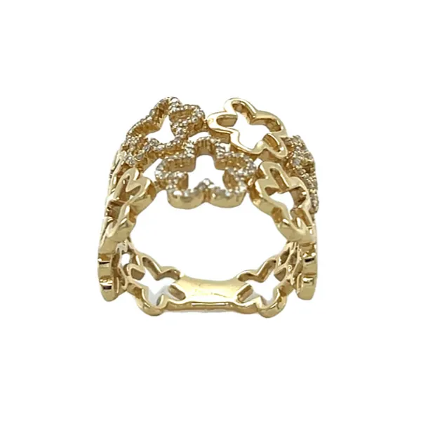 14K Micro Pave' Flower Band Image 2 Classic Creations In Diamonds & Gold Venice, FL