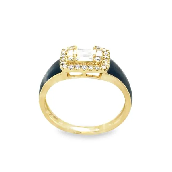Black Enamel & Invisibly Set Diamond Halo Ring Image 2 Classic Creations In Diamonds & Gold Venice, FL