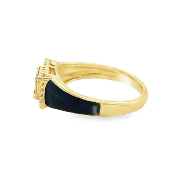 Black Enamel & Invisibly Set Diamond Halo Ring Image 3 Classic Creations In Diamonds & Gold Venice, FL
