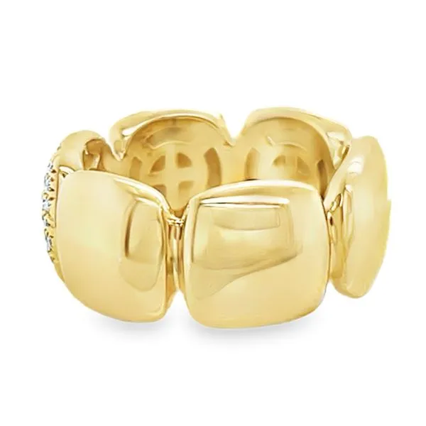 18K Micro Pave' Diamond Square Puffy Link Stlye Ring Image 2 Classic Creations In Diamonds & Gold Venice, FL