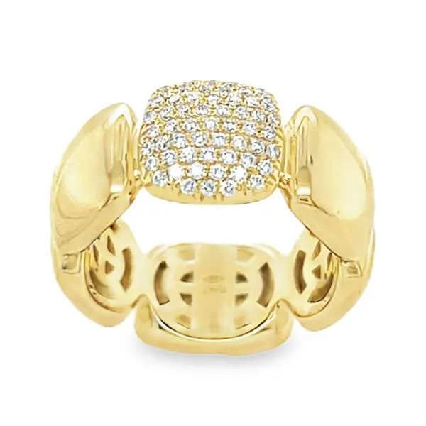18K Micro Pave' Diamond Square Puffy Link Stlye Ring Image 3 Classic Creations In Diamonds & Gold Venice, FL
