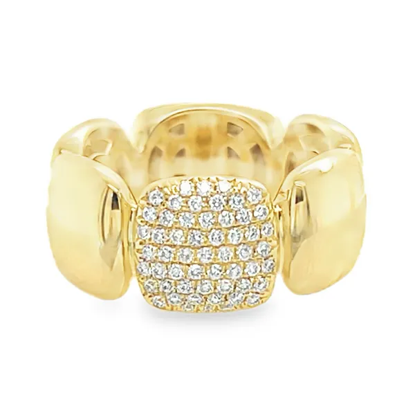 18K Micro Pave' Diamond Square Puffy Link Stlye Ring Classic Creations In Diamonds & Gold Venice, FL