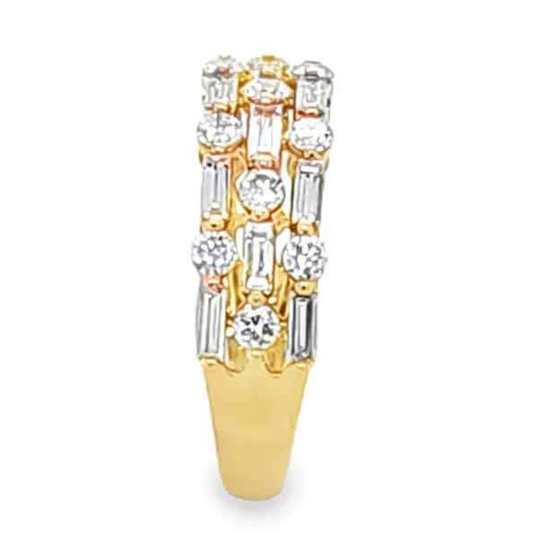 14K Yellow Gold Three Row Round and Baguette Diamond Band – 1.17ct TW Image 2 Classic Creations In Diamonds & Gold Venice, FL