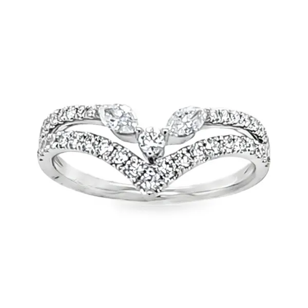 14K White Gold Double Row V Diamond Band – Marquise & Round Diamonds, 0.55ct TW Classic Creations In Diamonds & Gold Venice, FL
