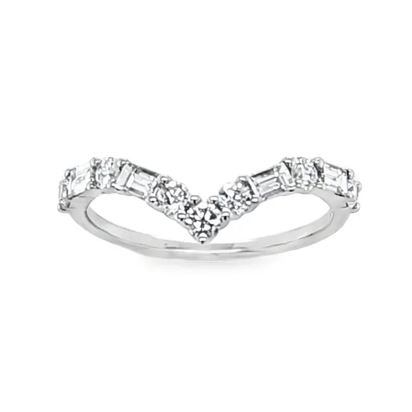 14K White Gold Round & Baguette Diamond V Band – 0.65ct TW Chevron Ring Classic Creations In Diamonds & Gold Venice, FL