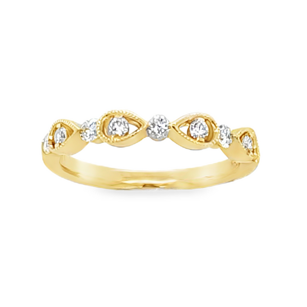 Vintage-Style 14K Gold Teardrop Diamond Band with Milgrain Detailing .30ct TW Classic Creations In Diamonds & Gold Venice, FL