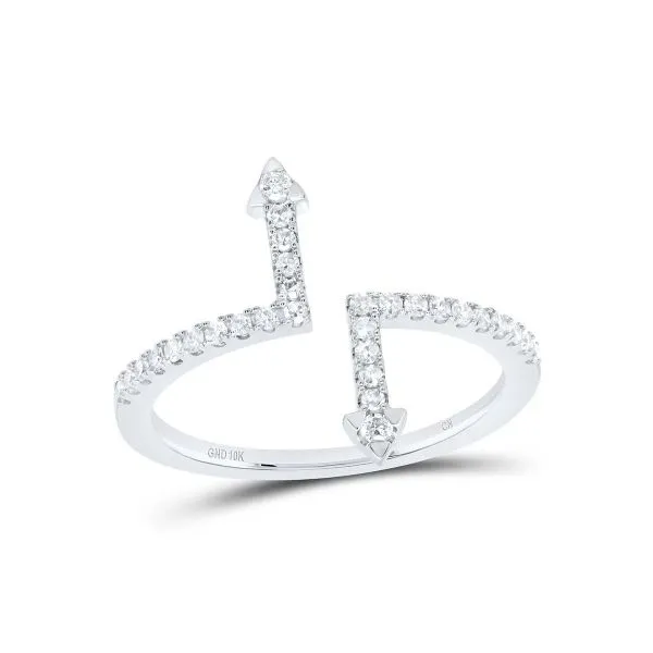 10KW .25ct. Micro Pave' Diamond Arrow Bypass Ring Classic Creations In Diamonds & Gold Venice, FL