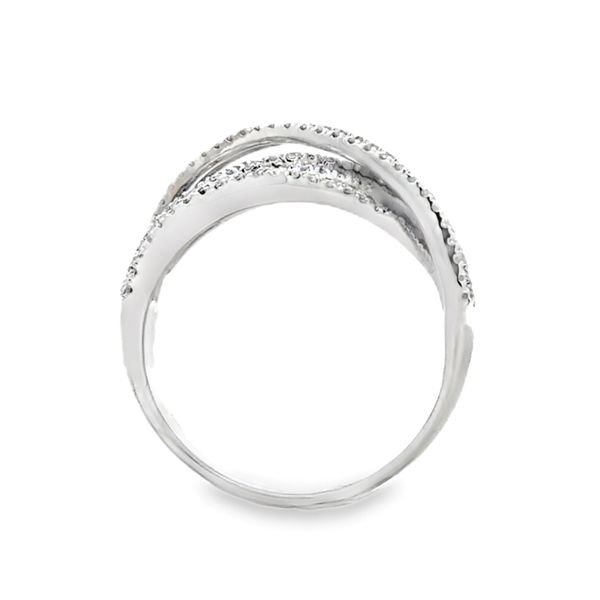 14K White Gold Three Row Micro Pave Diamond Crossover Ring Round And Baguette | 1.64 CTW Image 4 Classic Creations In Diamonds & Gold Venice, FL