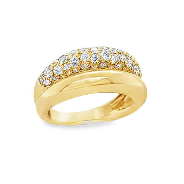 14K Yellow Gold Two Row Pave Diamond Dome Ring | 1.14 CT Classic Creations In Diamonds & Gold Venice, FL