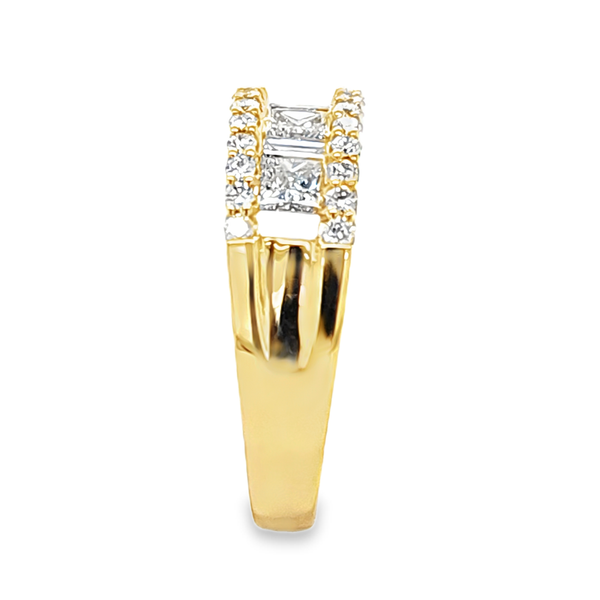 14K Yellow Gold Diamond Band 1.58ct | Baguette and Princess Wide Ring Image 3 Classic Creations In Diamonds & Gold Venice, FL