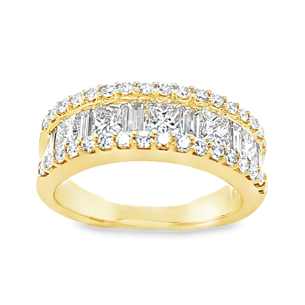 14K Yellow Gold Diamond Band 1.58ct | Baguette and Princess Wide Ring Classic Creations In Diamonds & Gold Venice, FL