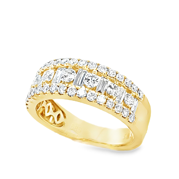 14K Yellow Gold Diamond Band 1.11ct | Wide RBC & Baguette Ring Image 2 Classic Creations In Diamonds & Gold Venice, FL