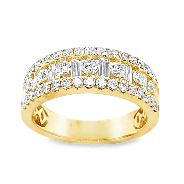 14K Yellow Gold Diamond Band 1.11ct | Wide RBC & Baguette Ring Classic Creations In Diamonds & Gold Venice, FL