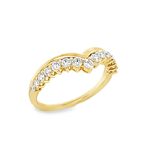 14K Yellow Gold Diamond Tiara V Band 0.43ct | Curved Wedding Ring Classic Creations In Diamonds & Gold Venice, FL