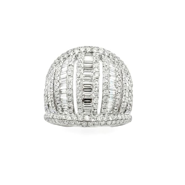 18K White Gold Diamond Dome Ring 3.22ct | RBC and Baguette Statement Ring Image 2 Classic Creations In Diamonds & Gold Venice, FL