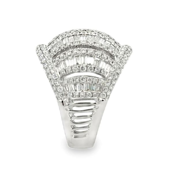 18K White Gold Diamond Dome Ring 3.22ct | RBC and Baguette Statement Ring Image 3 Classic Creations In Diamonds & Gold Venice, FL