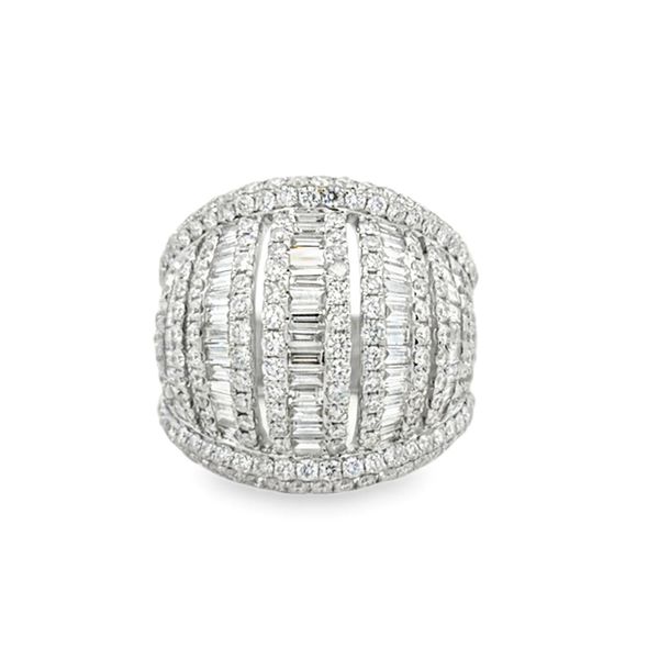18K White Gold Diamond Dome Ring 3.22ct | RBC and Baguette Statement Ring Classic Creations In Diamonds & Gold Venice, FL