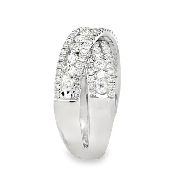 18K White Gold Diamond Crossover Ring 1.47ct | Channel and Pave Style Image 3 Classic Creations In Diamonds & Gold Venice, FL