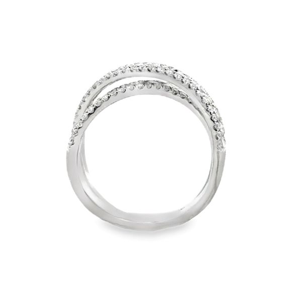 18K White Gold Diamond Crossover Ring 1.47ct | Channel and Pave Style Image 4 Classic Creations In Diamonds & Gold Venice, FL
