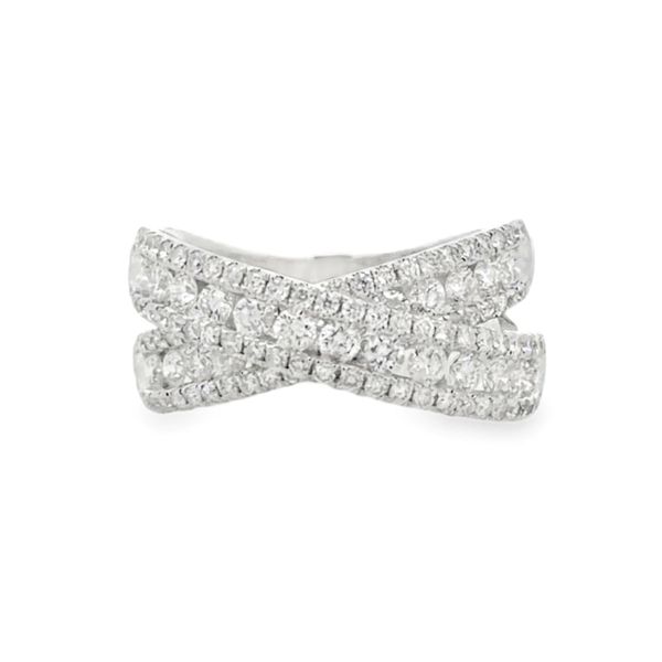 18K White Gold Diamond Crossover Ring 1.47ct | Channel and Pave Style Classic Creations In Diamonds & Gold Venice, FL