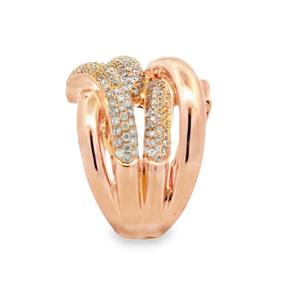 18K Rose Gold Diamond Crossover Ring 1.54ct | 4-Row Pave Statement Ring Image 3 Classic Creations In Diamonds & Gold Venice, FL