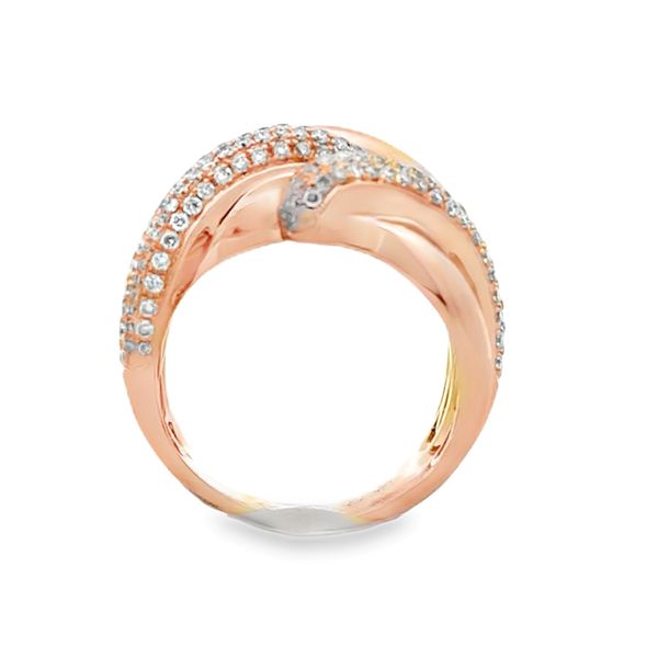 18K Rose Gold Diamond Crossover Ring 1.54ct | 4-Row Pave Statement Ring Image 4 Classic Creations In Diamonds & Gold Venice, FL