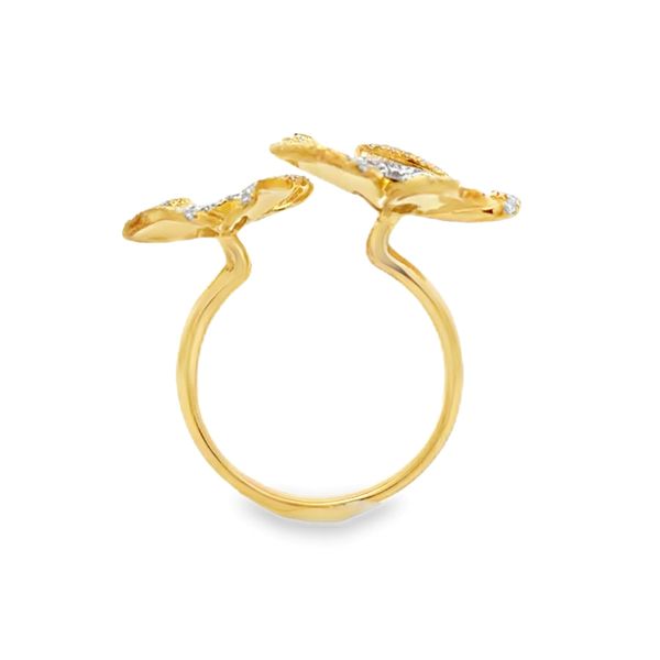 18K Yellow Gold Pave Diamond Flower Cuff Ring .65ct | Statement Ring Image 3 Classic Creations In Diamonds & Gold Venice, FL