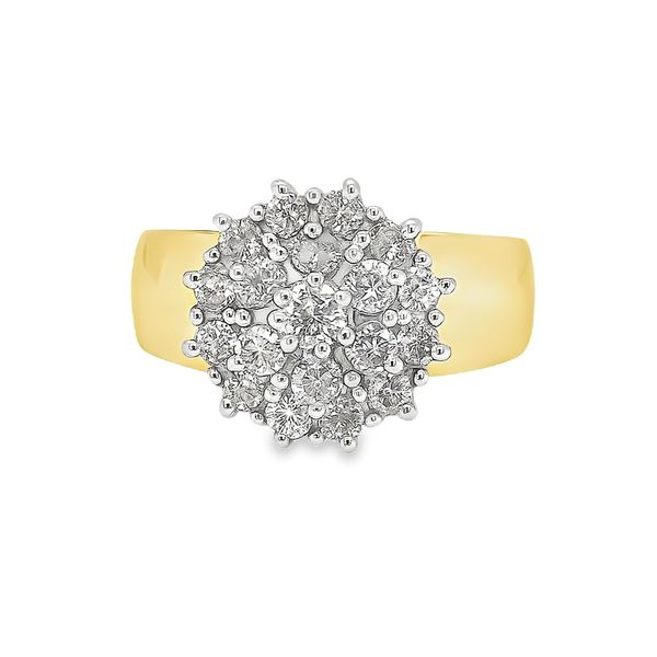 10K Two-Tone Gold Diamond Cluster Ring | 1.00 CTW Natural Diamonds | Wide Shank Classic Creations In Diamonds & Gold Venice, FL