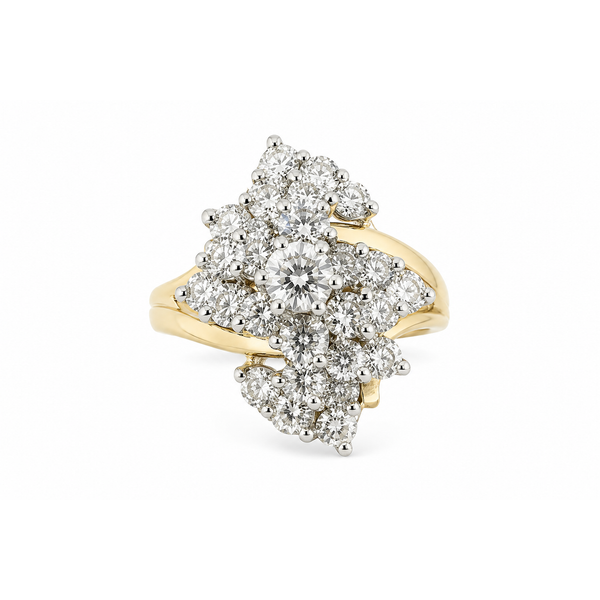 14K Yellow Gold Diamond Waterfall Ring | 1.35 CTW Natural Diamonds Classic Creations In Diamonds & Gold Venice, FL