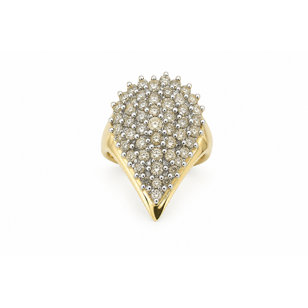 10K Yellow Gold Pear Shape Diamond Cluster Ring | 1.00 CTW Natural Diamonds Classic Creations In Diamonds & Gold Venice, FL