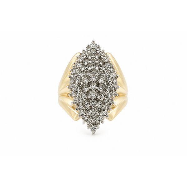 14K Two-Tone Gold Marquise Diamond Cluster Ring | 1.50 CTW Natural Diamonds Classic Creations In Diamonds & Gold Venice, FL