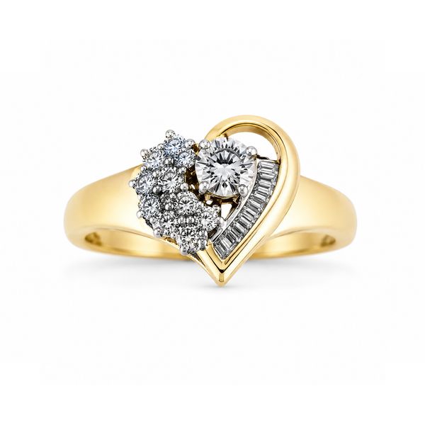 14K Yellow Gold Heart Diamond Cluster Ring | .25 CTW Natural Diamonds Classic Creations In Diamonds & Gold Venice, FL