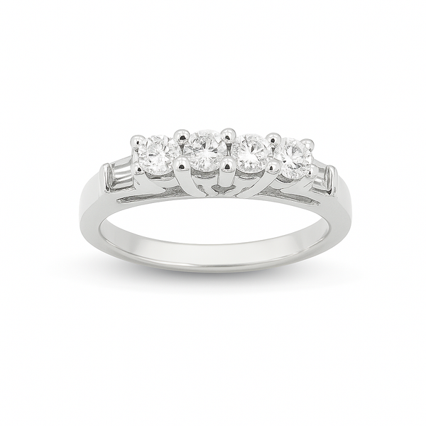 14K White Gold Round & Baguette Diamond Ring | .36 CTW Natural Diamonds Classic Creations In Diamonds & Gold Venice, FL