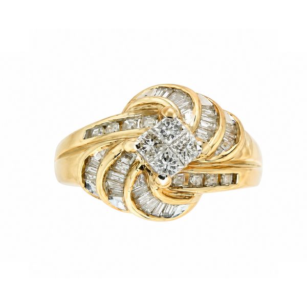 10K Yellow Gold Invisible Set Diamond Cluster Ring | .50 CTW Natural Diamonds Classic Creations In Diamonds & Gold Venice, FL