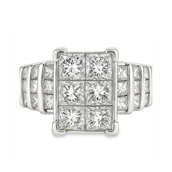 14K Two-Tone Gold Invisible Set Princess Cut Diamond Ring | 2.00 CTW Natural Diamonds Classic Creations In Diamonds & Gold Venice, FL