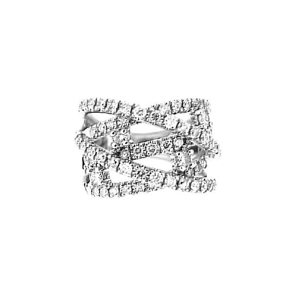 14K White Gold Five Row Diamond Crossover Ring | .85 CTW Natural Diamonds Classic Creations In Diamonds & Gold Venice, FL