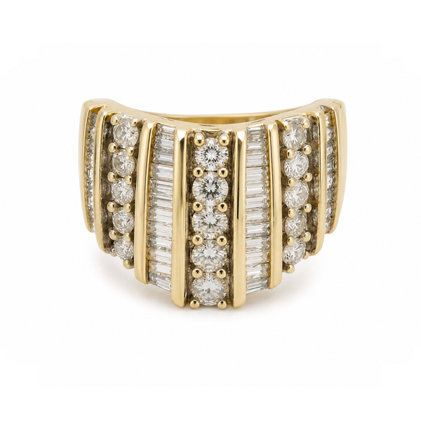 10K Yellow Gold Seven Row Diamond V Ring | 2.00 CTW Natural Diamonds Classic Creations In Diamonds & Gold Venice, FL