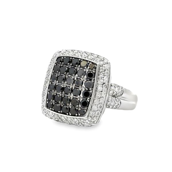 14K White Gold Black & White Diamond Cluster Ring | 1.95 CTW Natural Diamonds Classic Creations In Diamonds & Gold Venice, FL