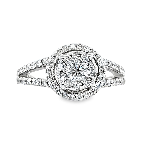 14K White Gold Split Shank Diamond Cluster Ring 1.00 CTW Image 2 Classic Creations In Diamonds & Gold Venice, FL